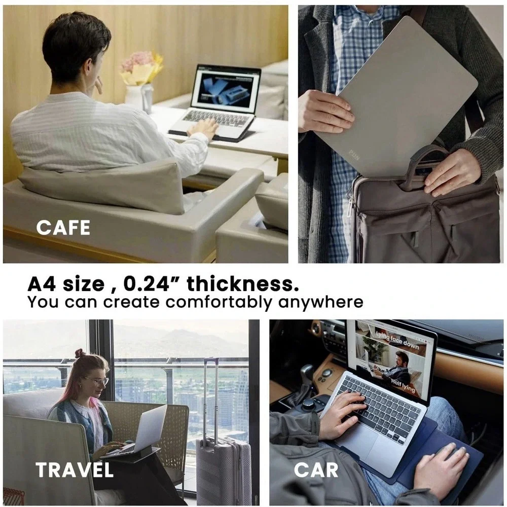 PUNCUBE Portable Lap Desk - with Retractable‎ Mouse Pad, Black